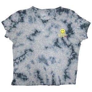 Vinyl Icons Embroidered Tie Dye Cropped Short Sleeve T-Shirt Sz M